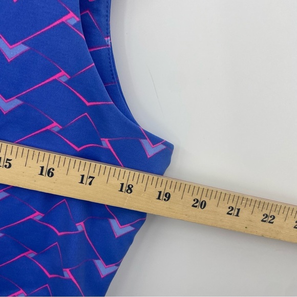 Mahi Gold sz L Golf Athletic sheath Dress Geometric Blue Pink - Picture 7 of 7